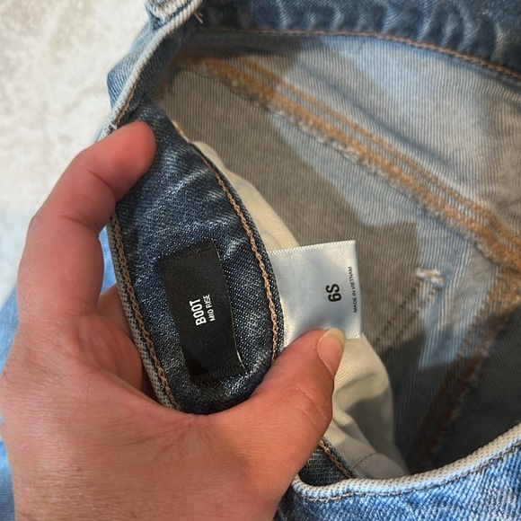 Express Mid-Rise Boot Bootcut Pieced Chewed Hem Jeans 6S Short Flare - Picture 3 of 8